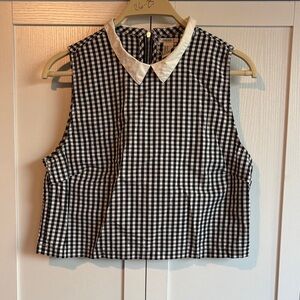 Forever 21 Gingham Sleeveless Crop Top with Cream Collar